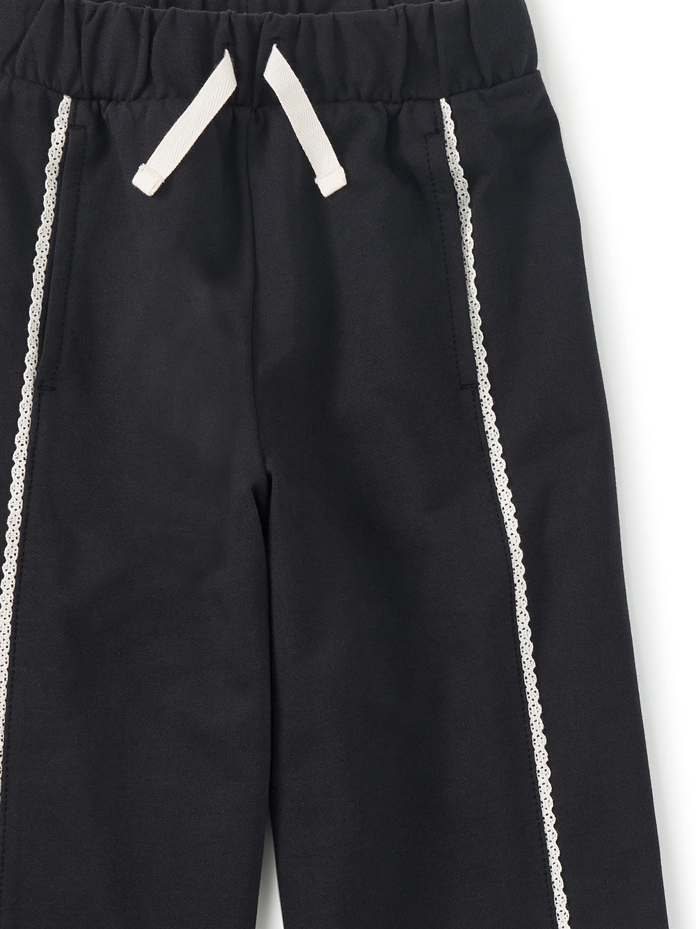Black Lace Trim Track Pants