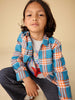 Korean Blue Plaid Flannel Shirt