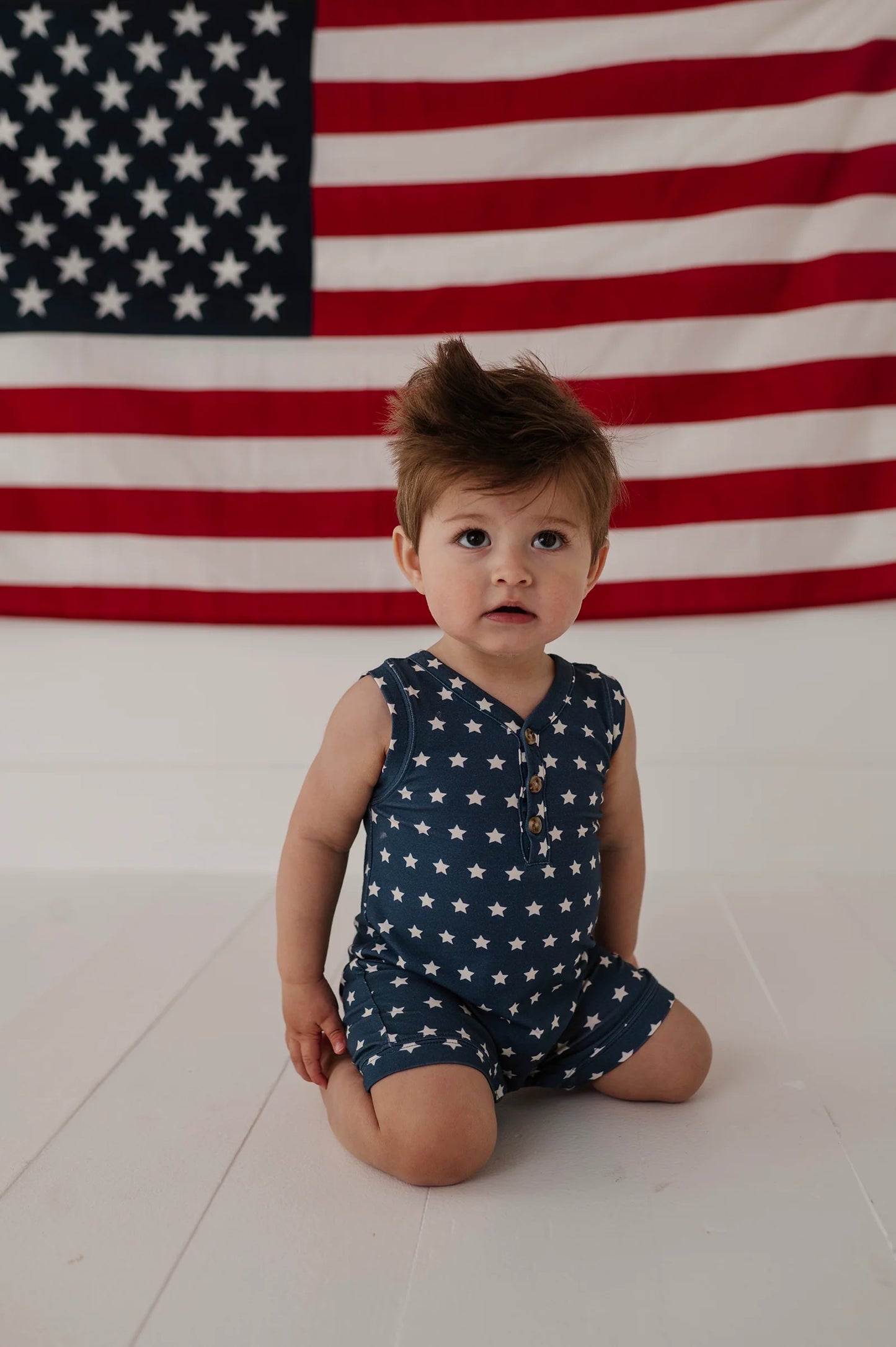 Navy Stars Tank Romper