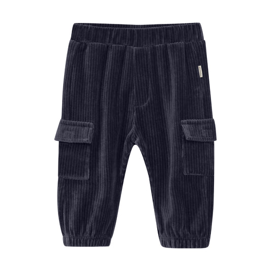 Navy Velour Cargo Pants