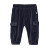 Navy Velour Cargo Pants