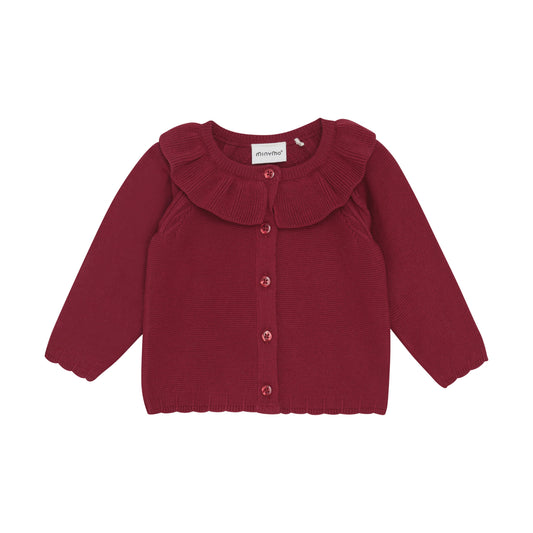 Red Ruffle Collar Baby Cardigan