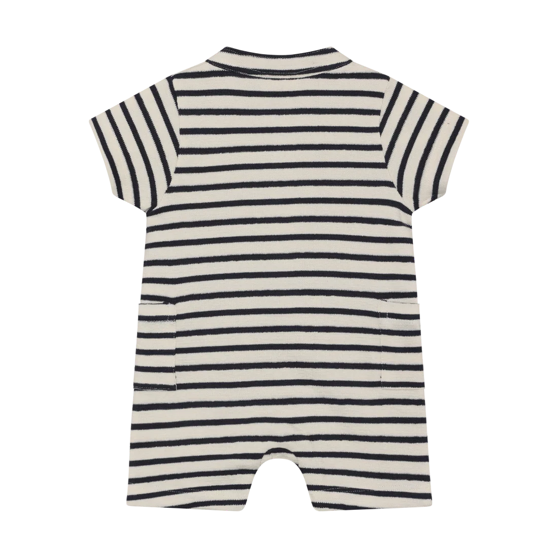 Navy Stripe Button Romper