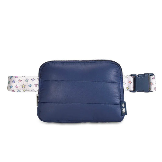 Navy Puffer Multi Star Strap Belt Bag