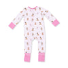 Angel Dear Besties Dogs Flip Romper, pink dog print, back view flat lay