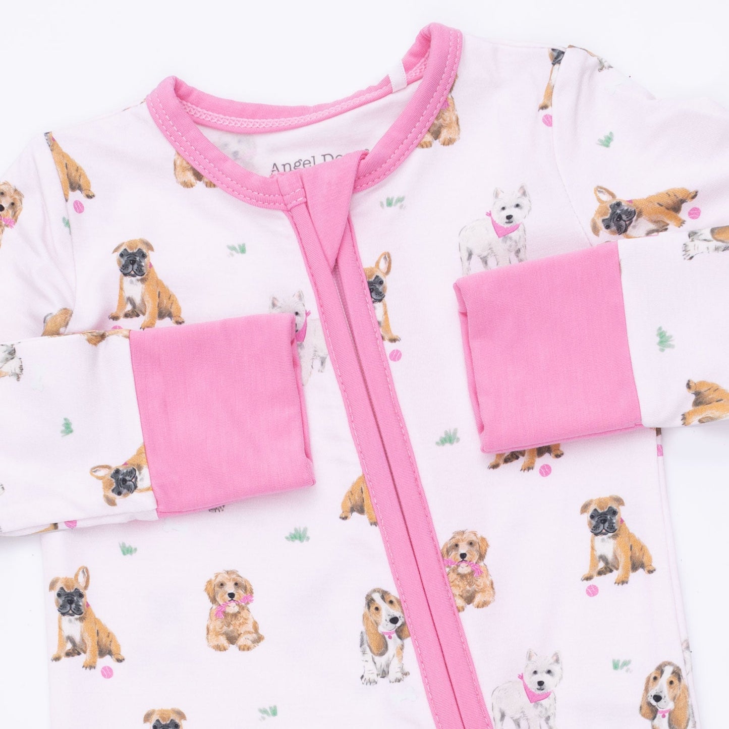 Angel Dear Besties Dogs Flip Romper fold-over cuffs and foot grip detail