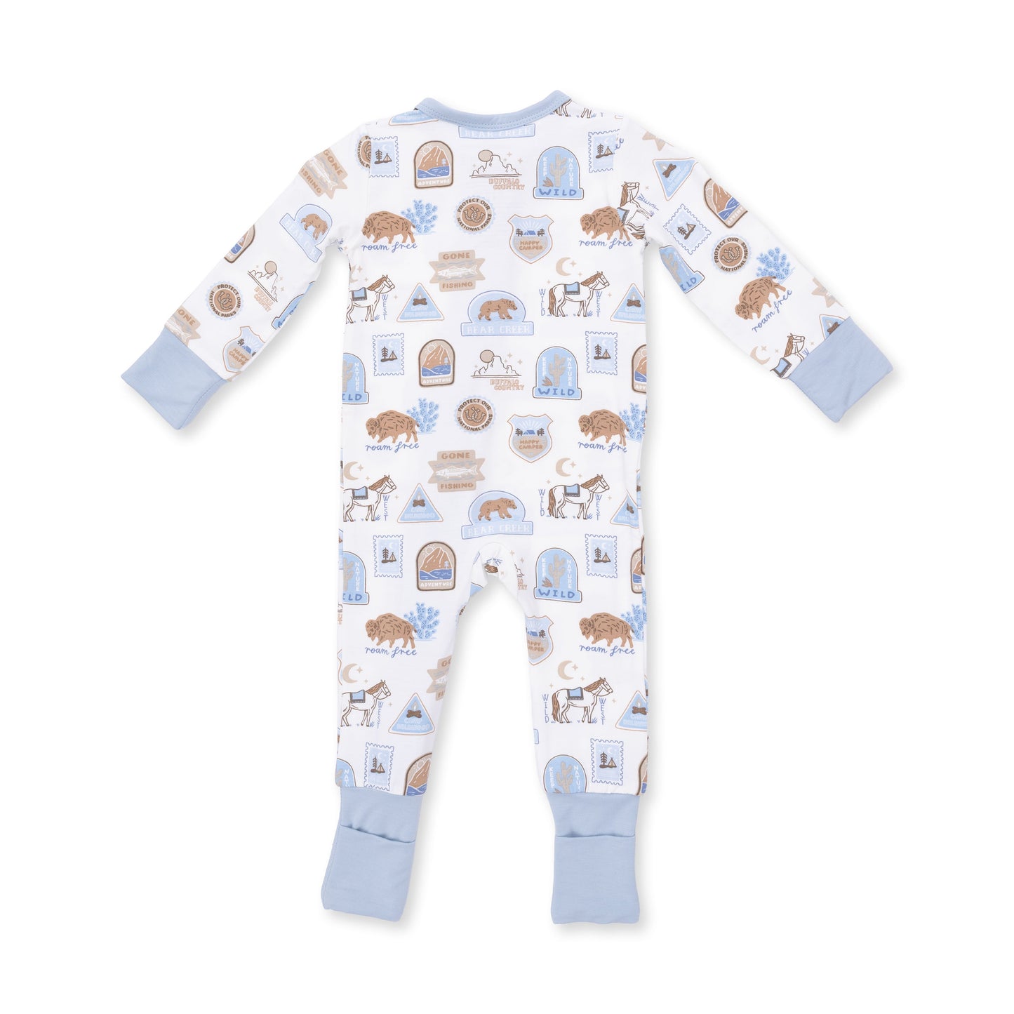 Angel Dear National Parks Flip Romper, back view flat lay