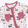 Angel Dear Pink Woodlands Flip Romper fold-over cuffs and foot grip detail
