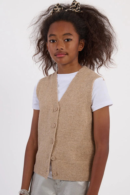Gold Fleck Sleeveless Cardigan