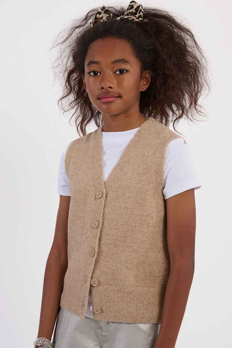 Gold Fleck Sleeveless Cardigan