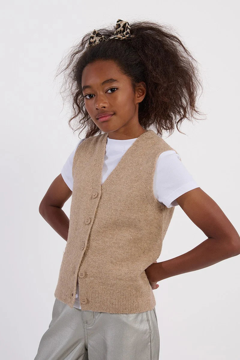Gold Fleck Sleeveless Cardigan
