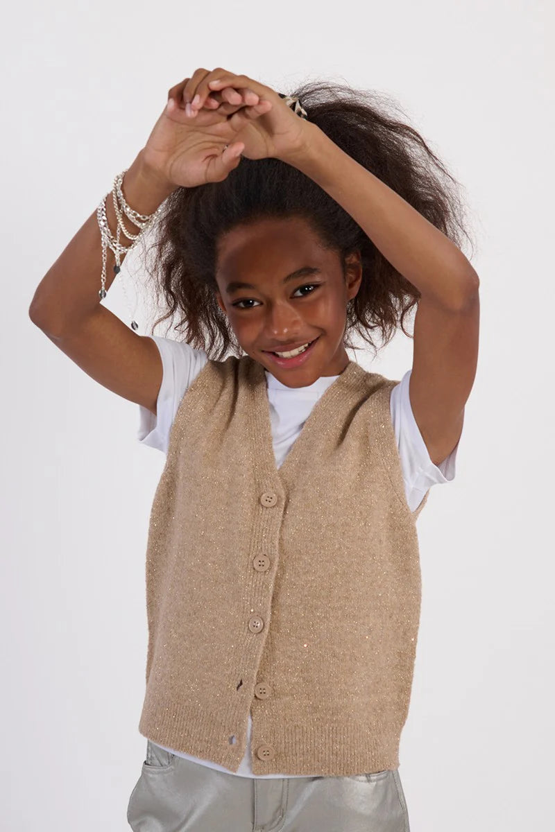 Gold Fleck Sleeveless Cardigan