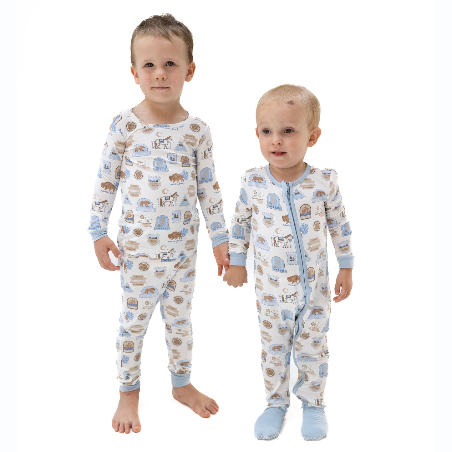 Baby wearing Angel Dear National Parks Flip Romper, lifestyle photo
