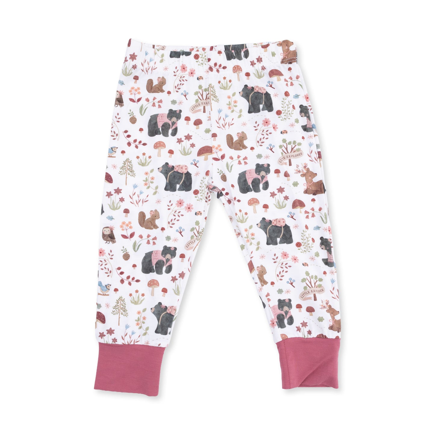 Angel Dear Pink Woodlands loungewear set back view