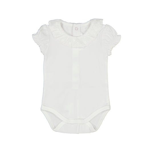 White Ruffle Collar Bodysuit