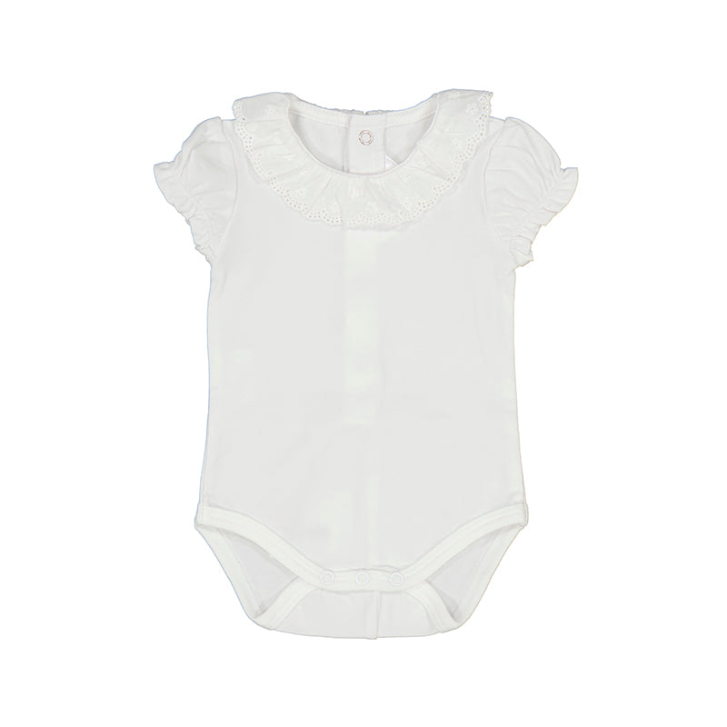 White Ruffle Collar Bodysuit