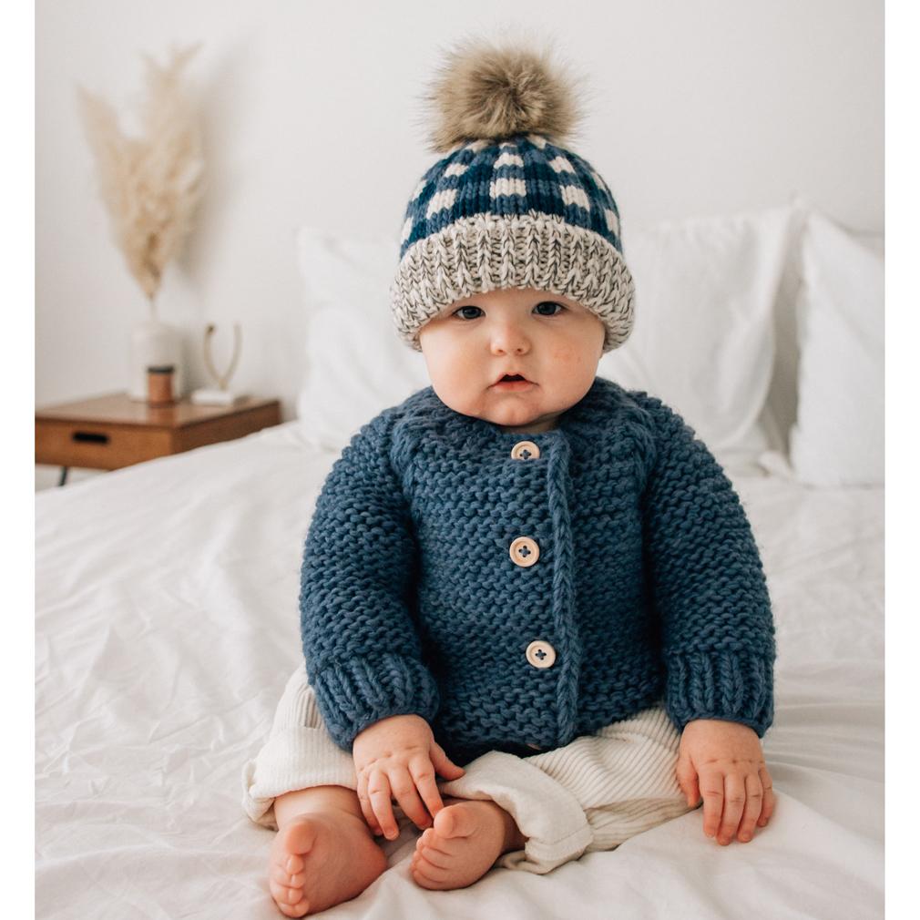 Blue Buffalo Check Pom Hat