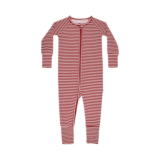 Red Stripe Zip Convertible Romper