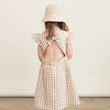 Brown Chequered Flutter Dress