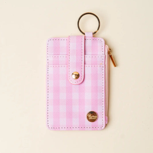 Pink Gingham Keychain Wallet
