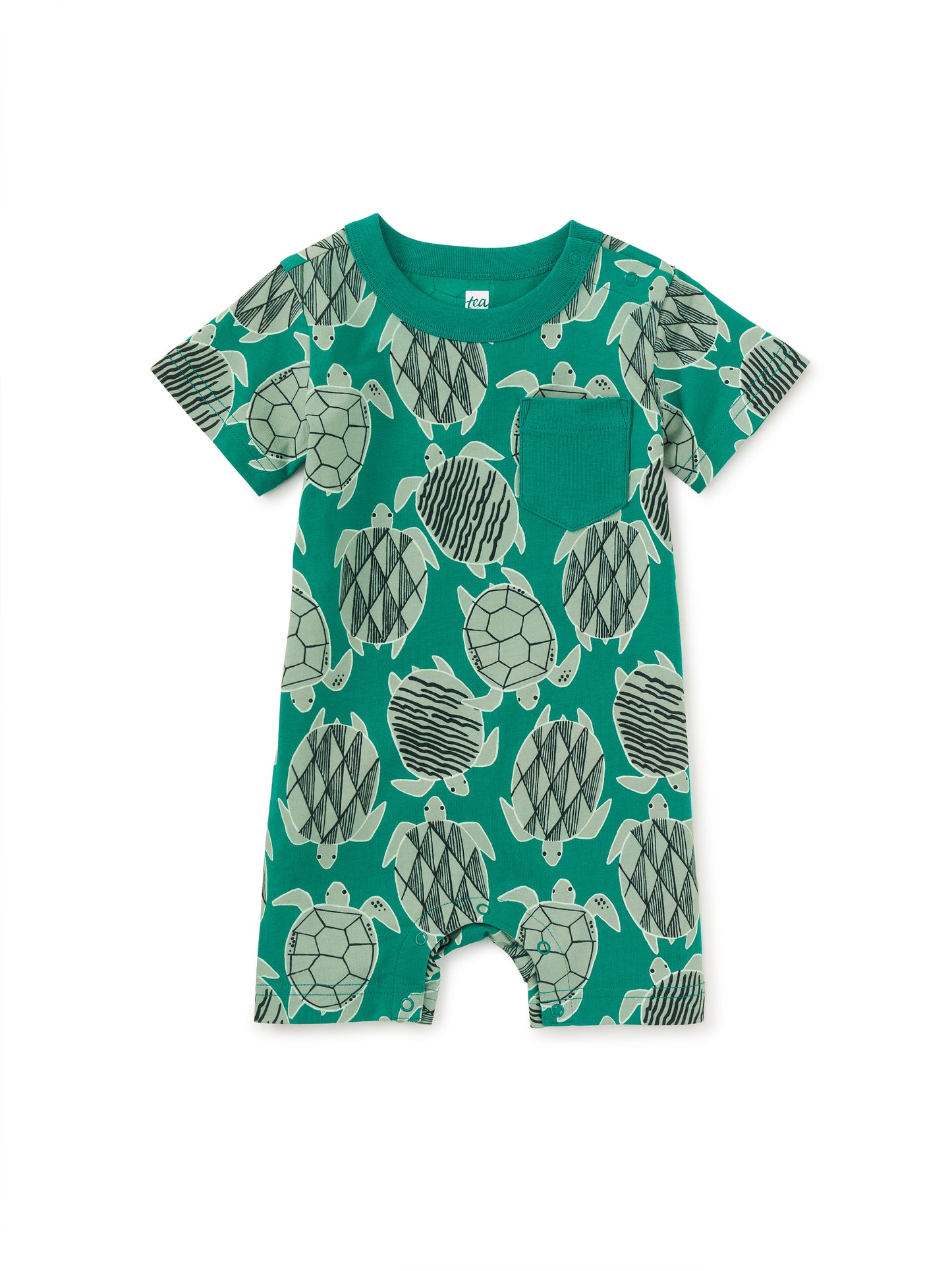 Tiled Turtles Pocket Romper