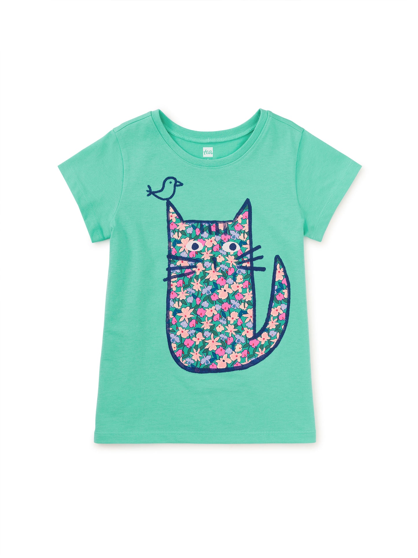 Bright Green Floral Cat Tee