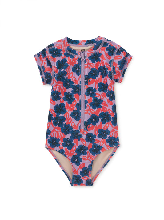 Pop Hibiscus Rash Guard Suit