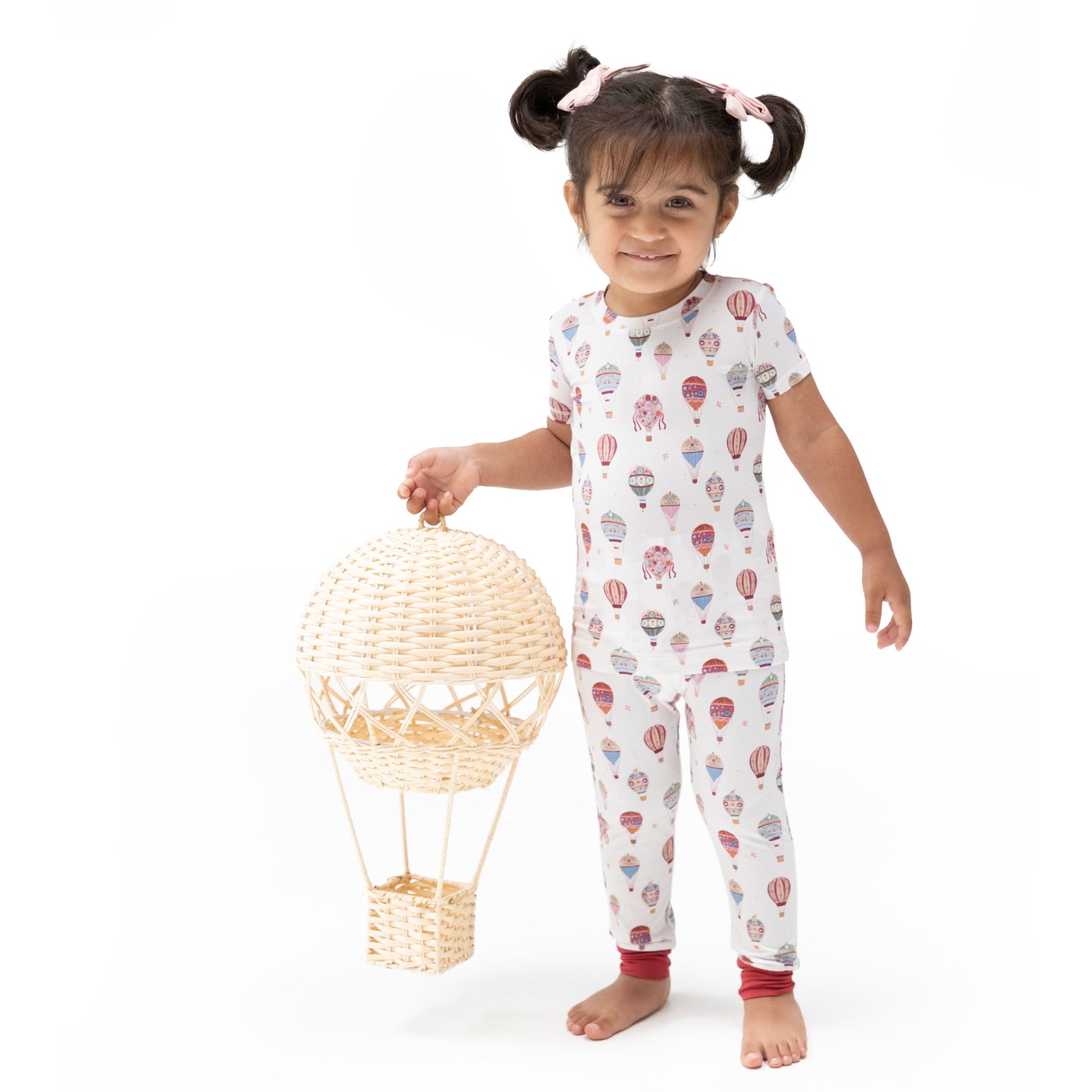 Pink Hot Air Balloons Loungewear Set by Angel Dear, lifestyle view