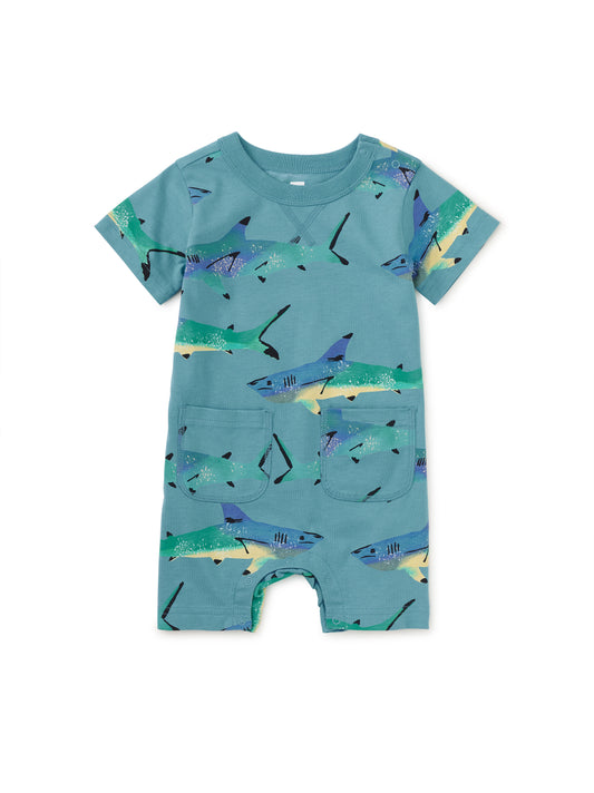 Painted Shark Pocket Romper