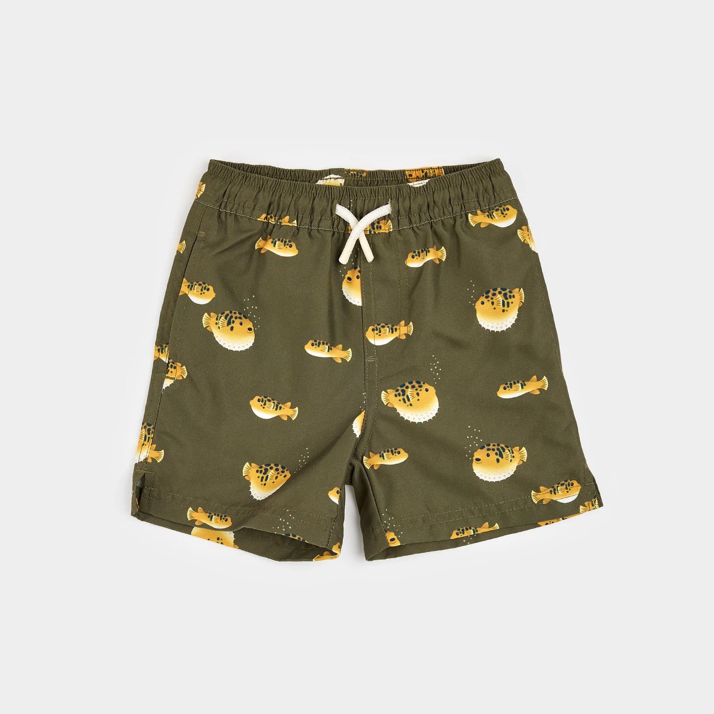 Dark Green Pufferfish Swim Trunks