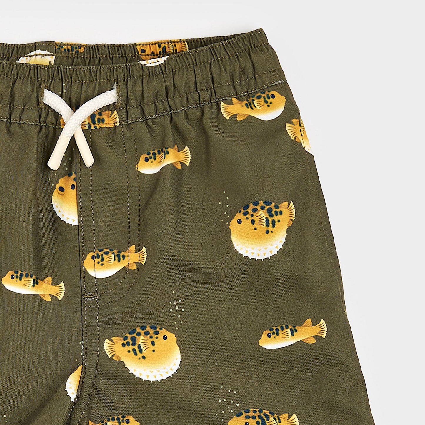 Dark Green Pufferfish Swim Trunks