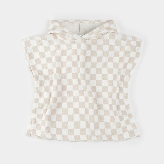 Beige Checkerboard Beach Poncho