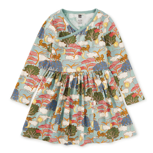 Children's dress with animal print on a white background