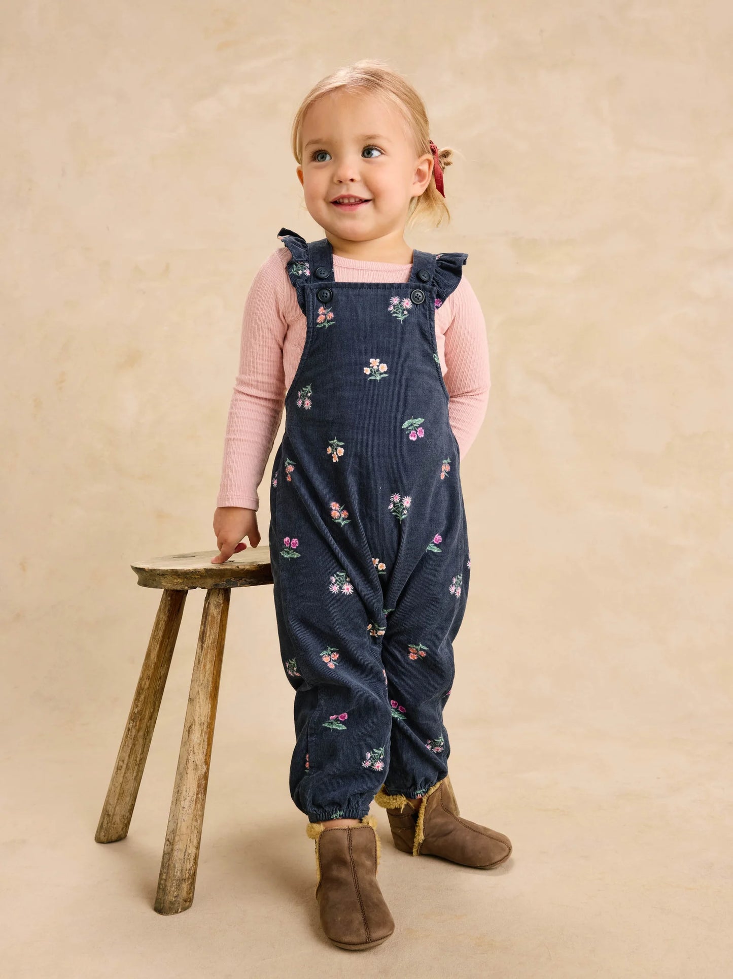 Midnight Posy Cord Overalls