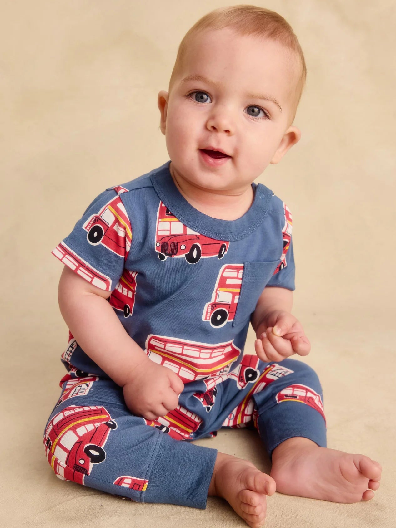 Double Decker Bus Pocket Romper