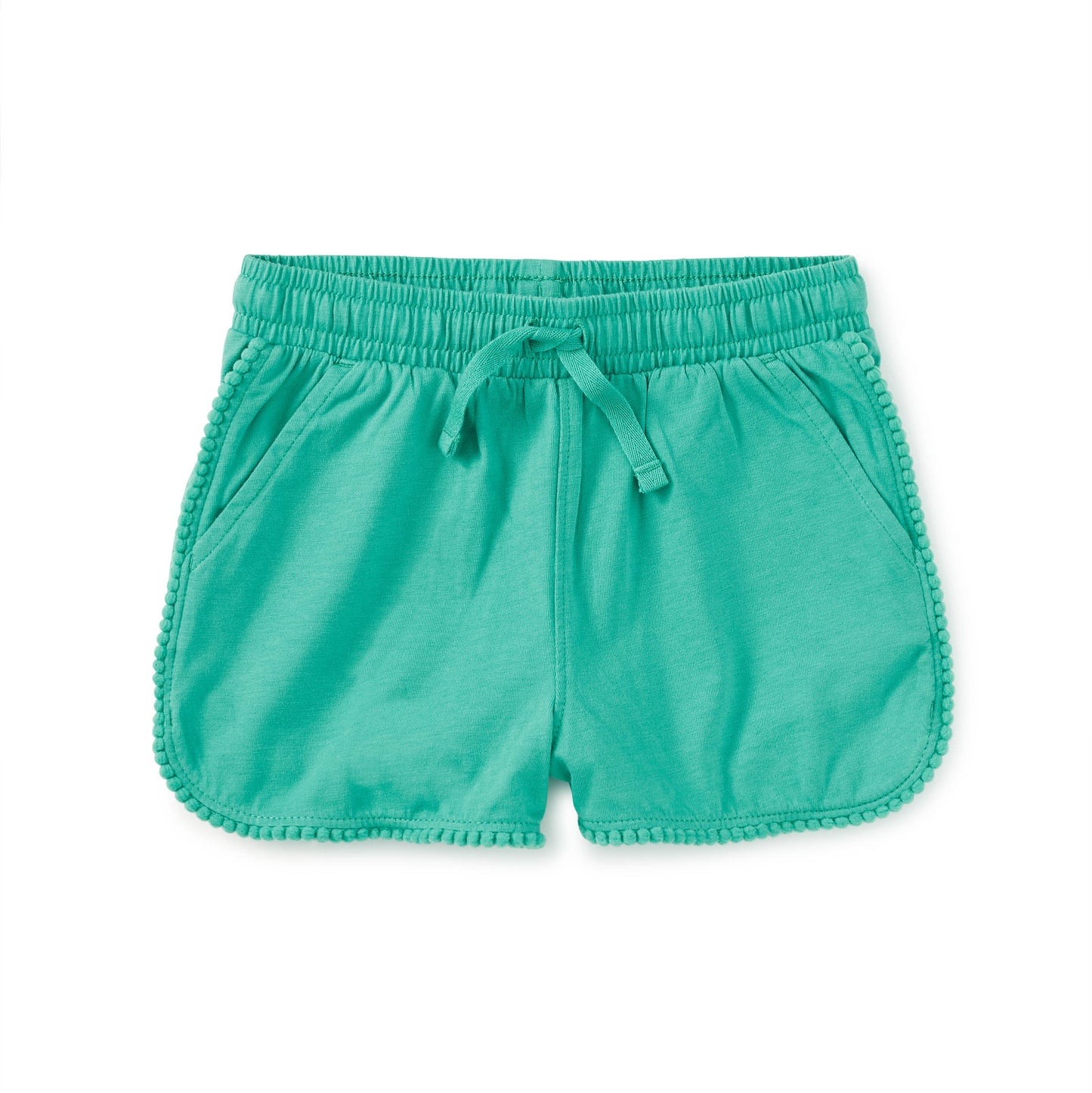 Glaze Green pom pom trimmed cotton shorts