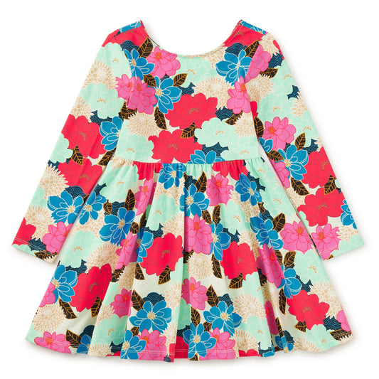 Colorful floral dress on a white background