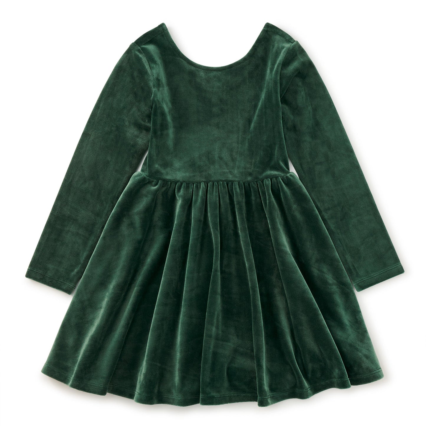 Green velvet dress on a white background