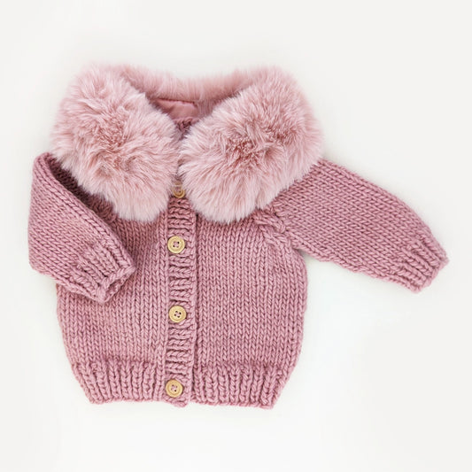 Fur Collar Rosy Cardigan