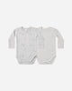 2 Pack Bodysuit Squirrel and Cloud Stripe flat lay - Quincy Mae organic cotton bodysuits