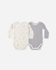 2 Pk Bodysuit Slate Stripe Celestial - flat lay