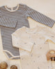 2 Pk Bodysuit Slate Stripe Celestial - styled flat lay