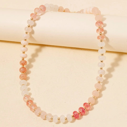 Round Stone Beaded Necklace