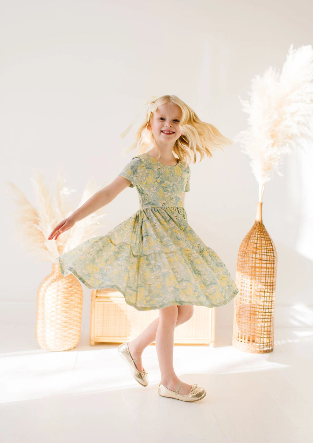 Sunlit Sage Ruffle Dress