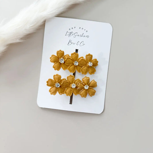 Mustard Floral Hair Clips