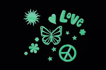 Peace & Love Glow-In-The-Dark Stickers