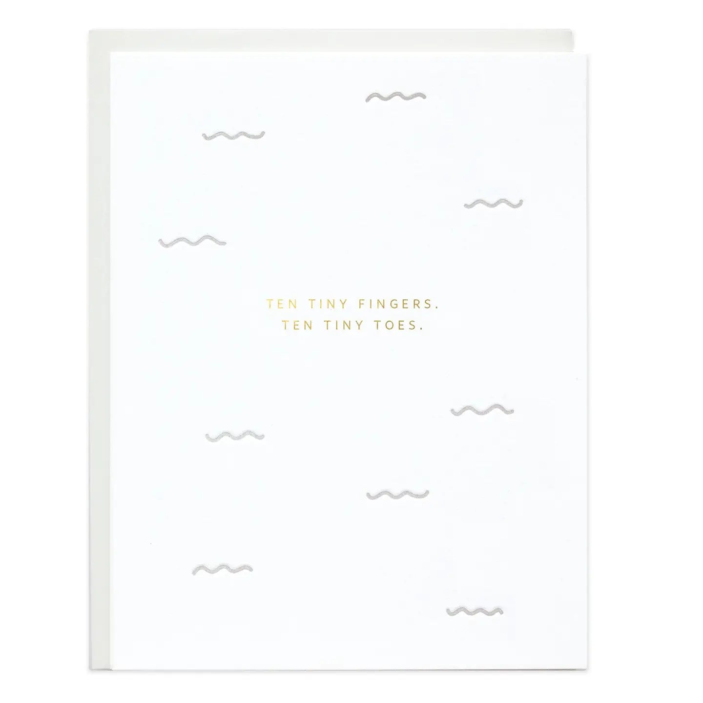 Minimalist letterpress new baby card with gold foil lettering