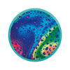 Colorful round object with a multicolored pattern on a white background