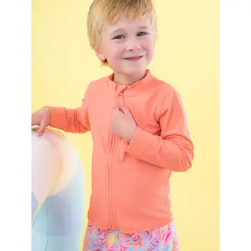 Coral Long Sleeve Zip Rash Guard