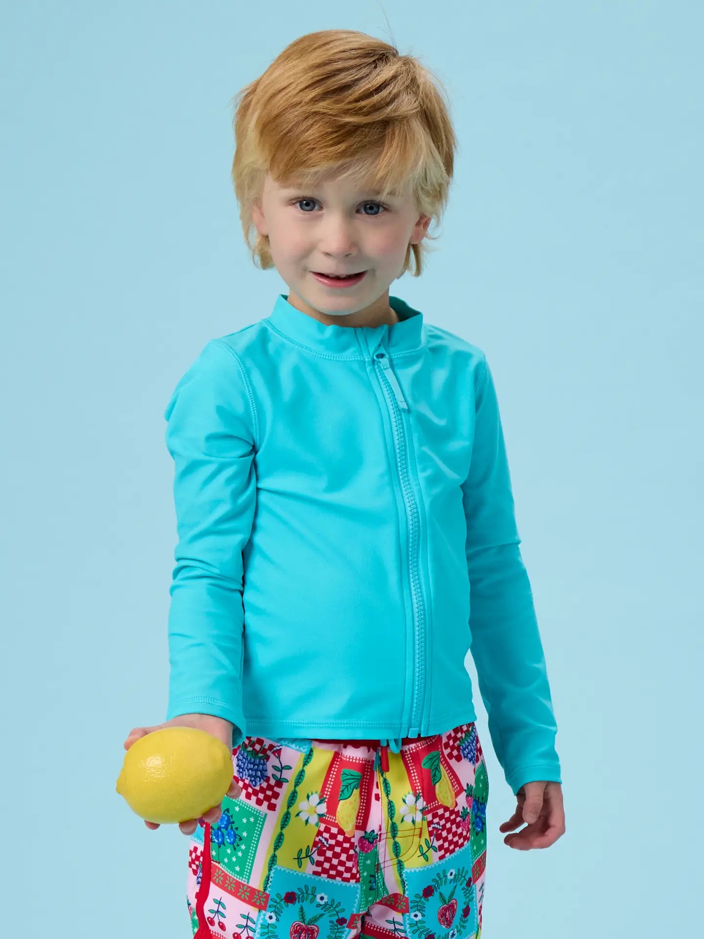 Aqua Long Sleeve Zip Rash Guard